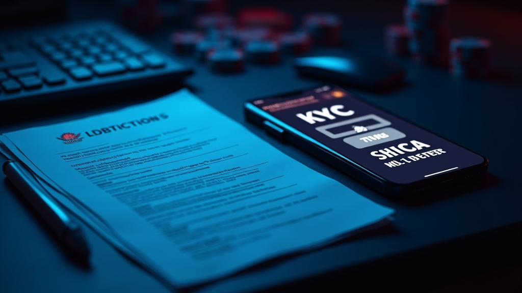 Biurko weryfikacyjne z dokumentami i ekranem KYC przy wypłacie